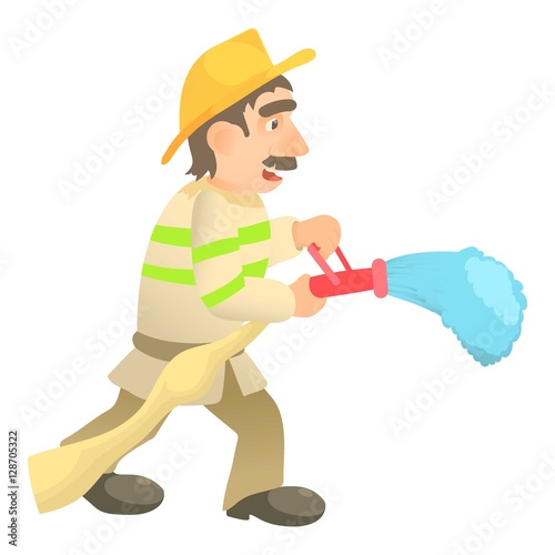 Extinguishing firefighter icon. Cartoon illustration of extinguishing firefighter vector icon for web