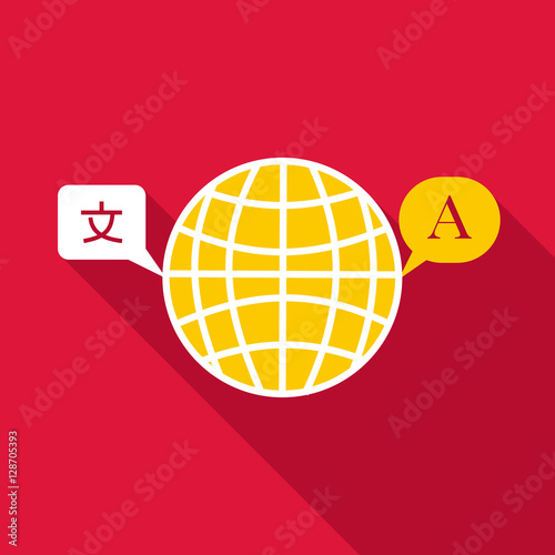 Globe launguage icon. Flat illustration of globe launguage vector icon for web photo