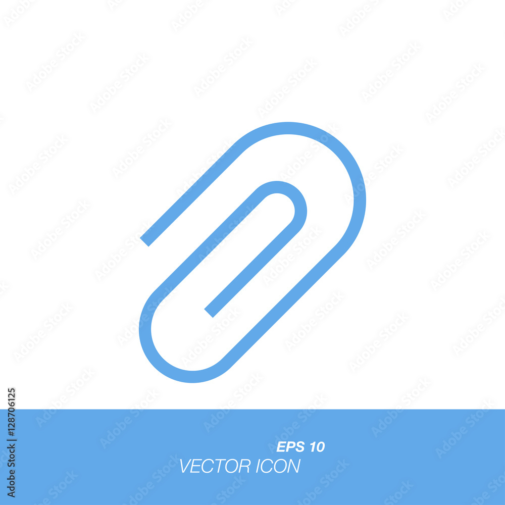 Paper clip icon in flat style isolated on white background. Paper clip icon in flat style isolated on white background.