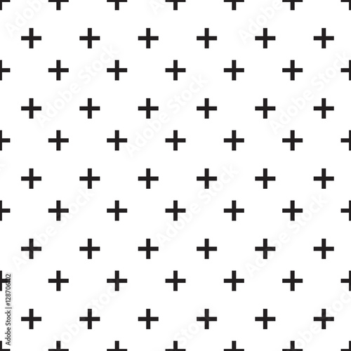 Seamless black and white pattern with crosses