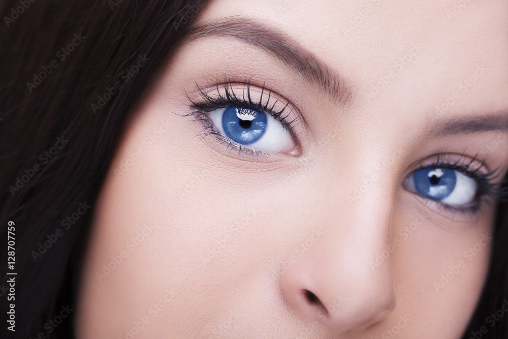 Beautiful insightful look blue woman's eyes