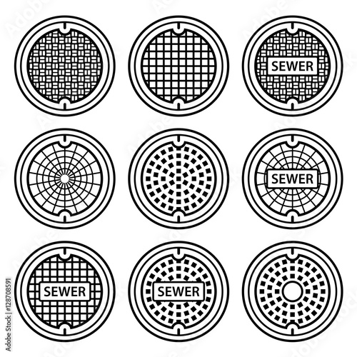 manhole sewer cover black symbol vector photo