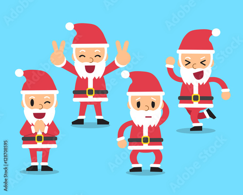 Cartoon santa claus character poses