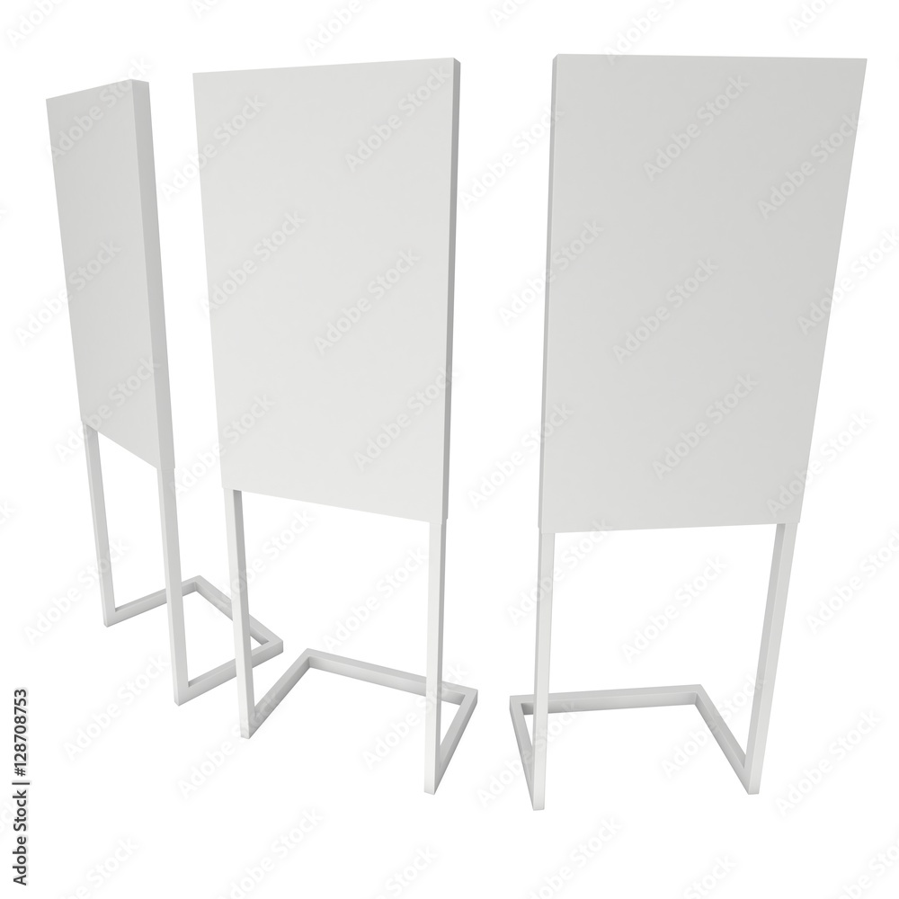 Blank Expo Banner Stand. 3d render Trade Show Booth isolated on white background Blank Expo Banner Stand. 3d render Trade Show Booth isolated on white background