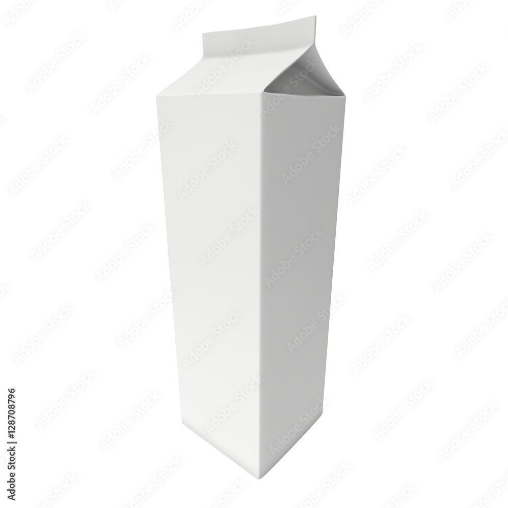 Milk or juice box. Retail package mockup. 3d render illustration isolated on white. Milk or juice box. Retail package mockup. 3d render illustration isolated on white.