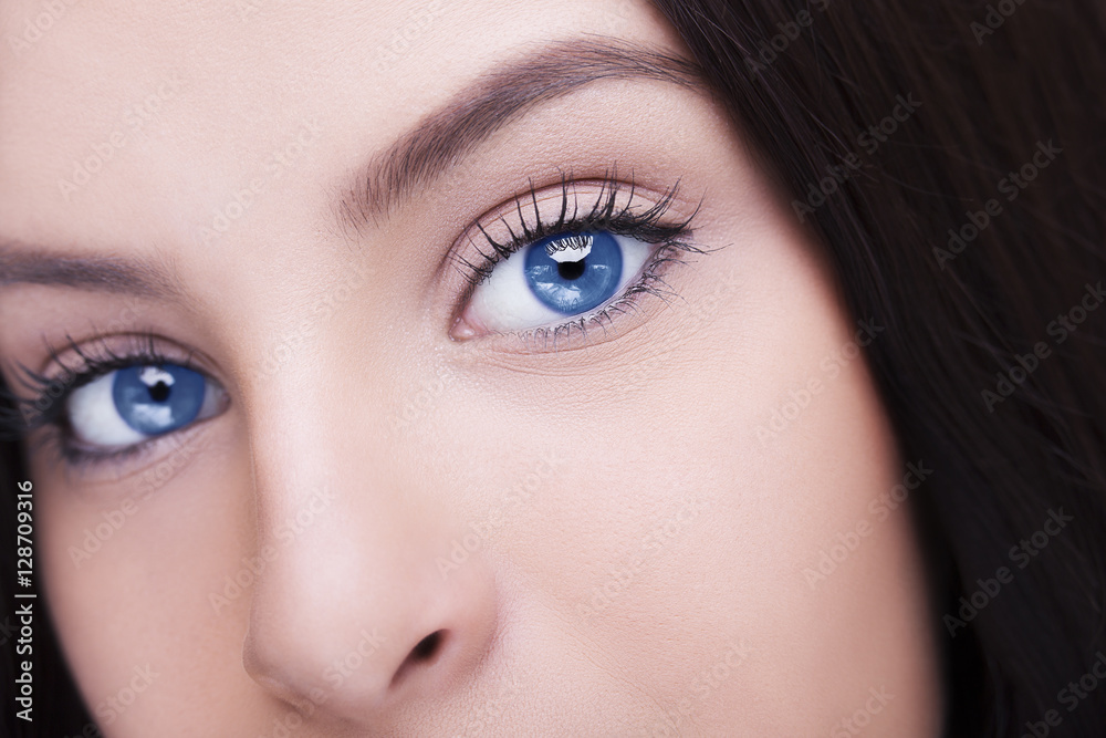 Beautiful insightful look blue woman's eyes