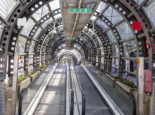 Emergency exit with escalator - Palermo, Sicily - August 2016