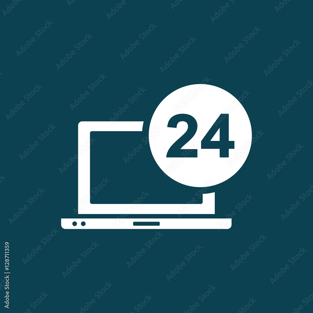 round the clock online service icon on blue background round the clock online service icon on blue background