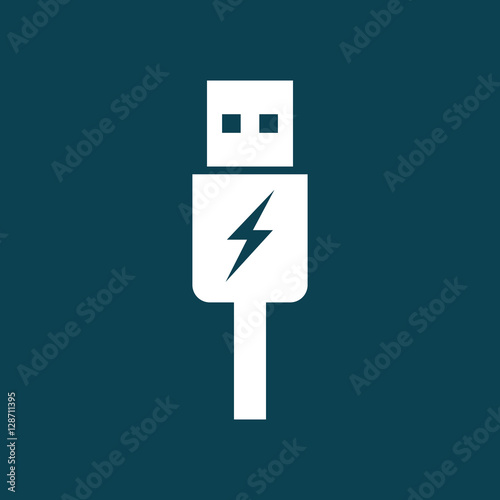 usb charging icon on blue background photo