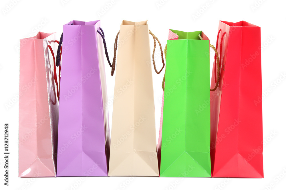 Colourful shopping bags isolated on white Colourful shopping bags isolated on white
