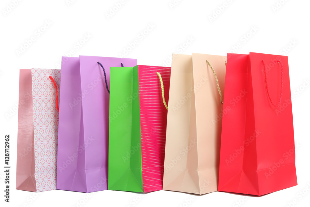 Colourful  shopping bags isolated on white