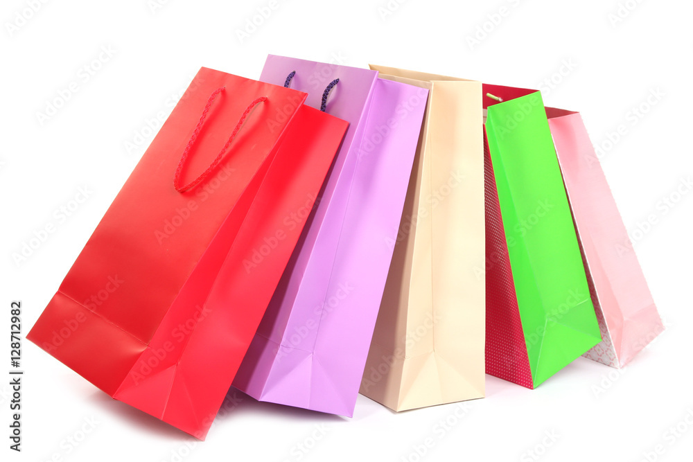Colourful shopping bags isolated on white Colourful shopping bags isolated on white