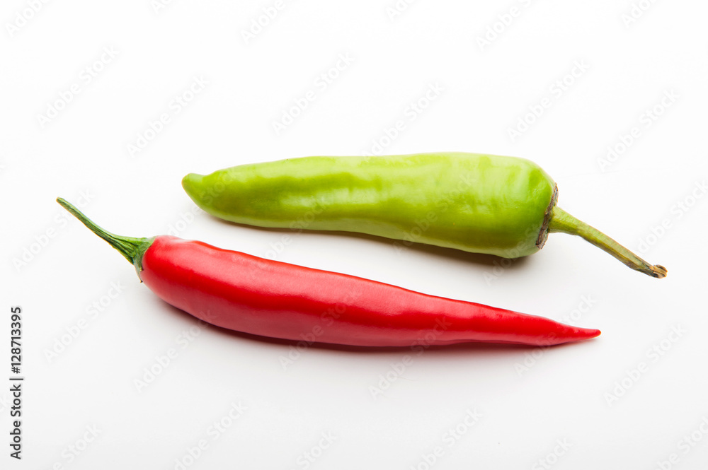 red chilli peppers on white background red chilli peppers on white background
