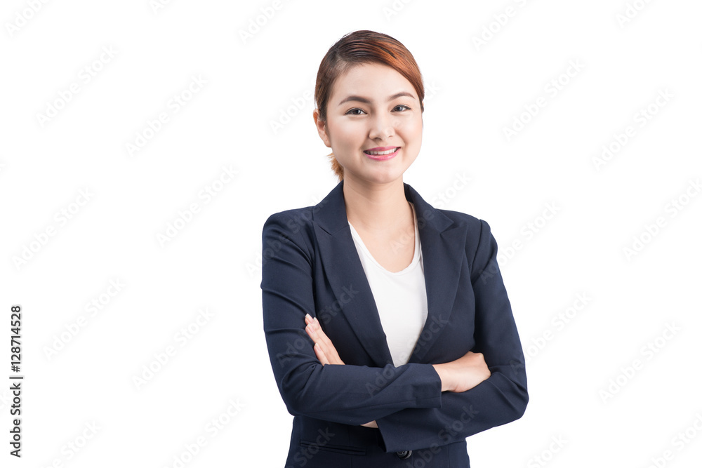 Beautiful asian young business woman on white background. Beautiful asian young business woman on white background.