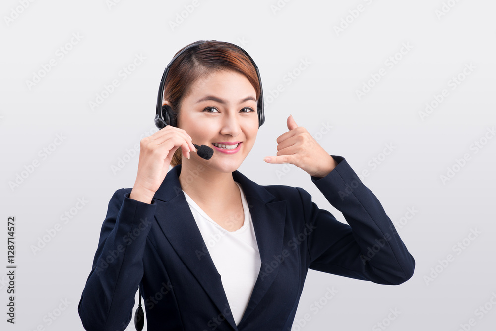 Portrait of beautiful young asian female customer service repres Portrait of beautiful young asian female customer service repres