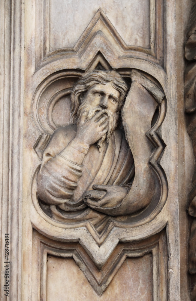 Basrelief on Bigallo Loggia of Florence, Italy