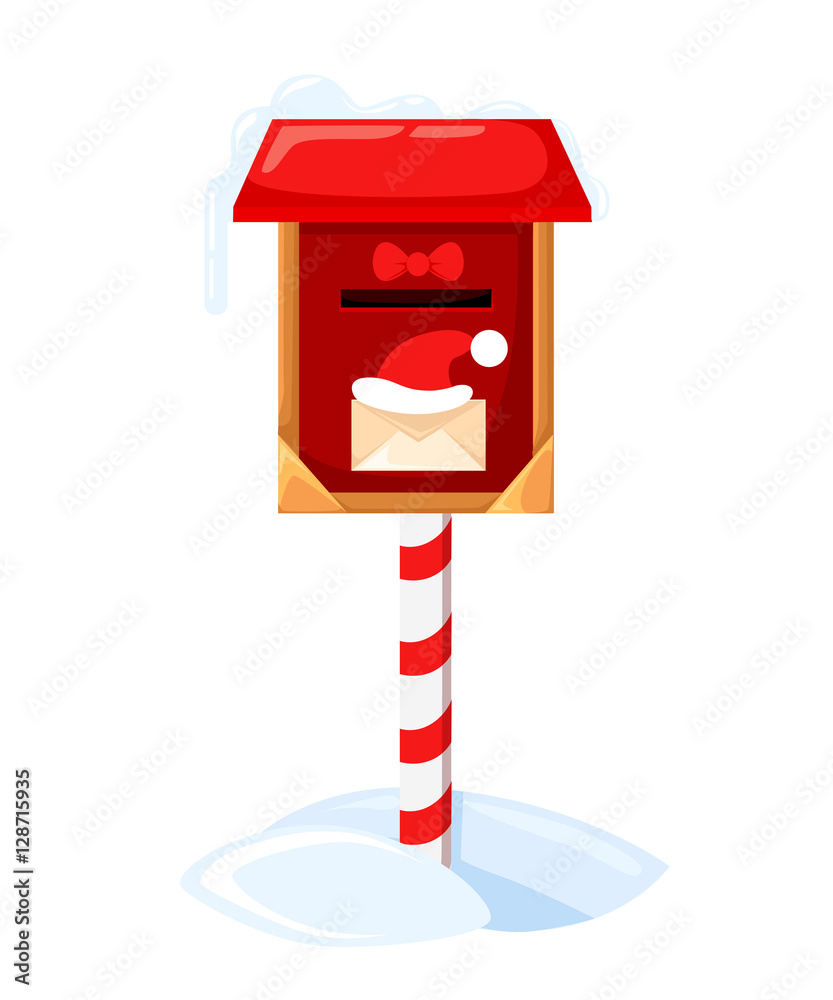 Mailbox with letters from children for Santa Claus. Classic decorative  Christmas post box with envelope. 14213887 Vector Art at Vecteezy