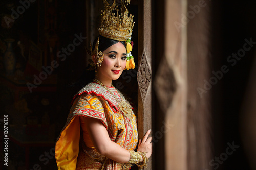 Stampa su tela Khon,Art culture Thailand Dancing in masked khon Benjakai in literature amayana,thailand,thailand culture,thailand khon,thailand traditional culture,
