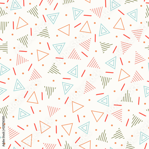 Retro memphis geometric line shapes seamless patterns. Hipster fashion 80-90s. Abstract jumble textures. Black and white. Triangle. Memphis style for printing, website, fabric design, poster, cards