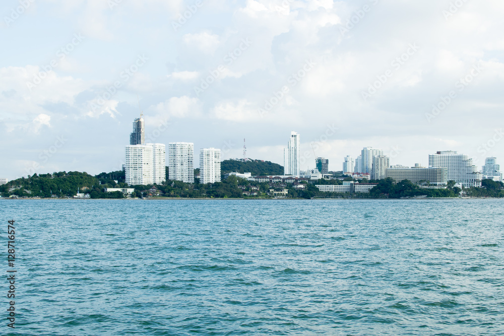 Pattaya, Thailand. Wide vied of city and Condominium Buildings,