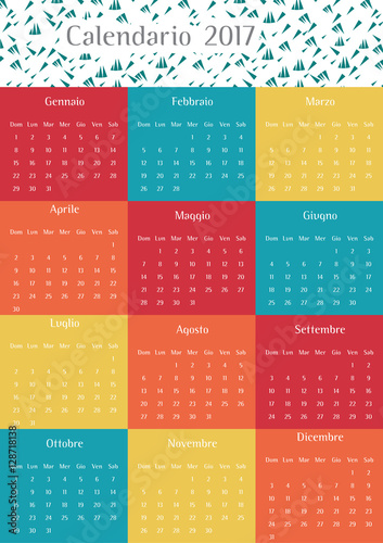 Calendario 2017. Dodici mesi. Anno 2017. Calendar design. Modern Calendar. Italian 