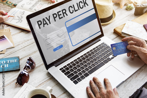 Pay Per Click Login Website Payment Graphic Concept photo