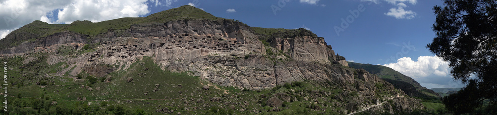 panorama of cave monastery complex Vardzia, Georgia