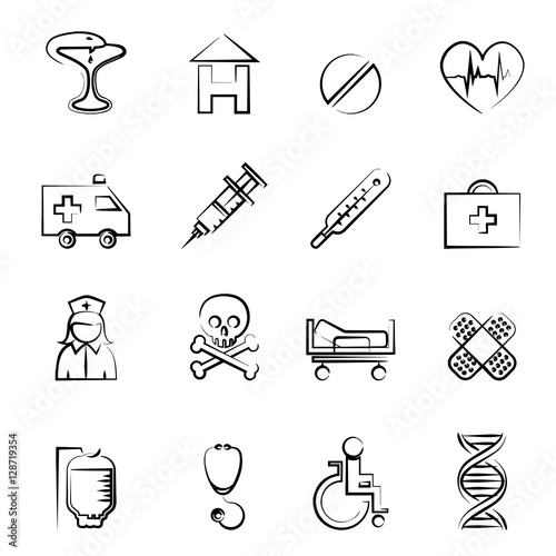 Medicine icon outline set vector illustration design elements