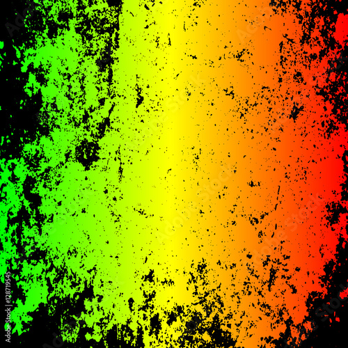 Abstract grunge painted scratched texture background . EPS10 vector illustration reggae colors green, yellow, red