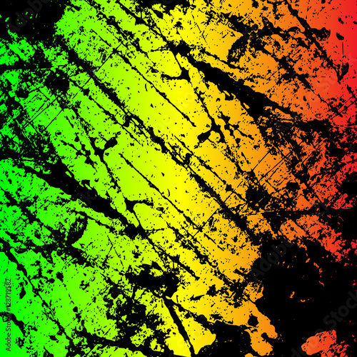 Abstract grunge painted scratched texture background . EPS10 vector illustration reggae colors green, yellow, red