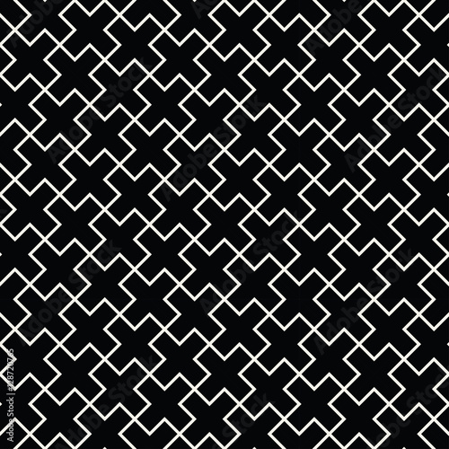 Abstract geometric black and white graphic design print cross tile pattern