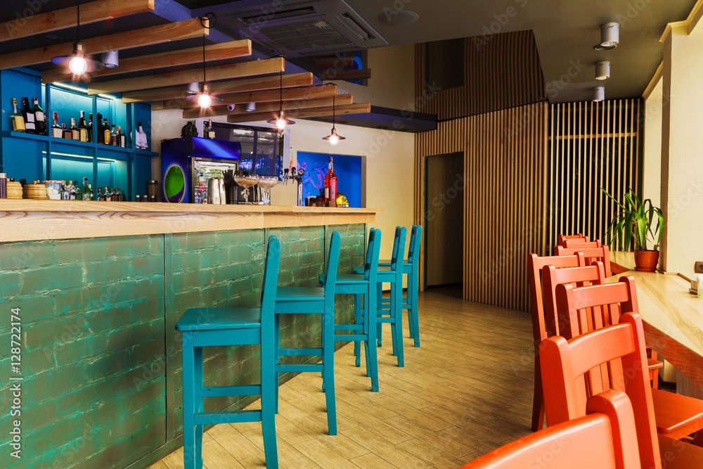 Fototapeta premium Modern restaurant, bar or cafe interior