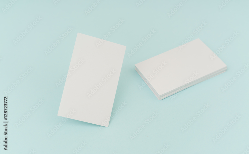 Blank business card on blue background . Blank business card on blue background .