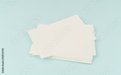 Blank Gift Card on blue background .