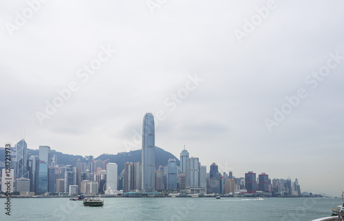 Hong Kong Panoramic Waterfront View Clowdy