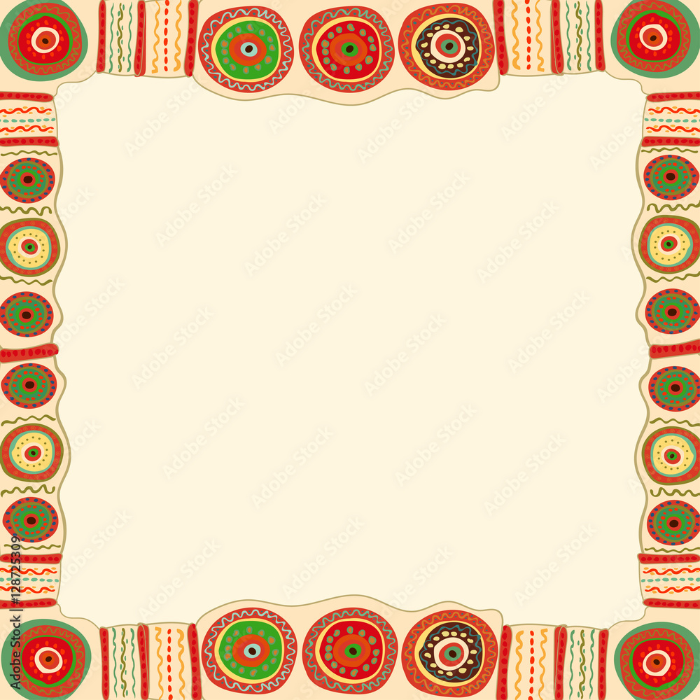 Obraz premium Ethnic hand painted square frame.