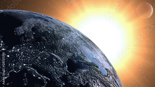 Fototapeta Naklejka Na Ścianę i Meble -  Planet Earth in space.Globe in galaxy. Elements of this image furnished by NASA