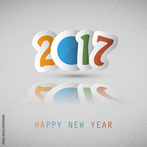 Simple Colorful New Year Card, Cover or Background Design Template With Holiday Icons - 2017