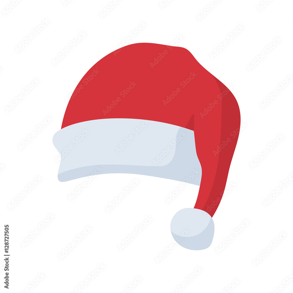Santa Claus red hat in cartoon flat style. Santa Claus red hat isolated on white background Santa Claus red hat in cartoon flat style. Santa Claus red hat isolated on white background