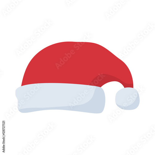 Santa Claus red hat in cartoon flat style. Santa Claus red hat isolated on white background