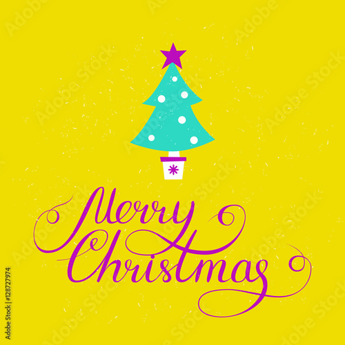 Simple Christmas card design with doodle illustration and letter