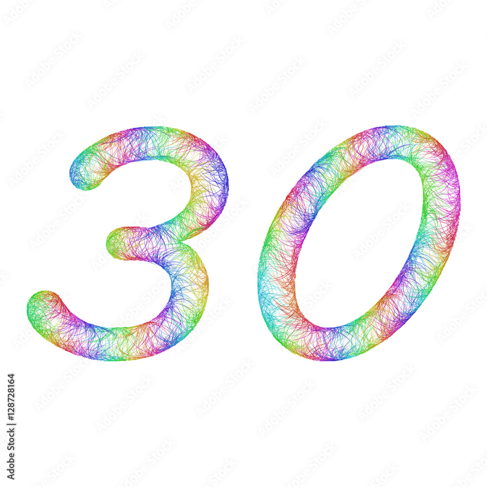 Rainbow sketch anniversary design - number 30 Rainbow sketch anniversary design - number 30