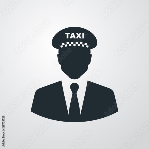 Icono plano silueta taxista en fondo degradado