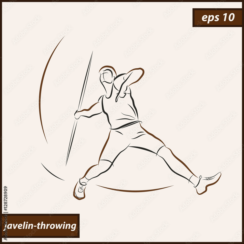 Vector illustration. Illustration shows a athlete throwing javelin ...