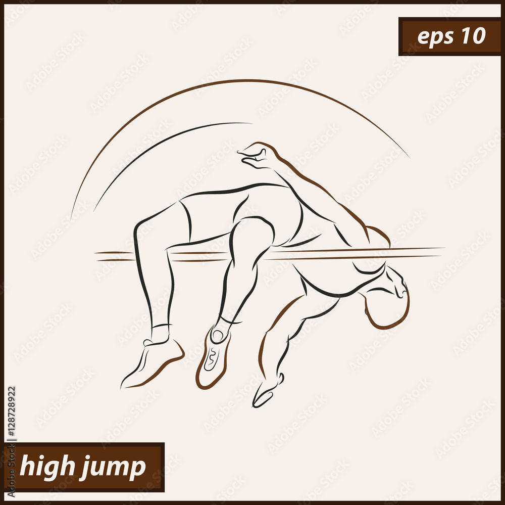 Vector illustration. Illustration shows a athlete performs a high jump