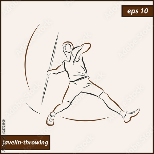 Vector illustration. Illustration shows a athlete throwing javelin. Sport. Javelin throwing