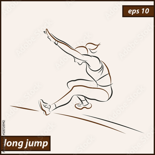 Vector illustration. Illustration shows a athlete performs the long jump. Sport. Long jump