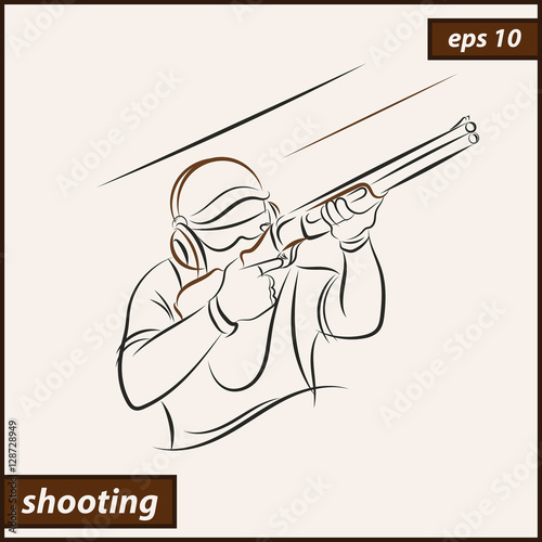 Vector illustration. Illustration shows a athlete shoots a gun. Sport. Shooting