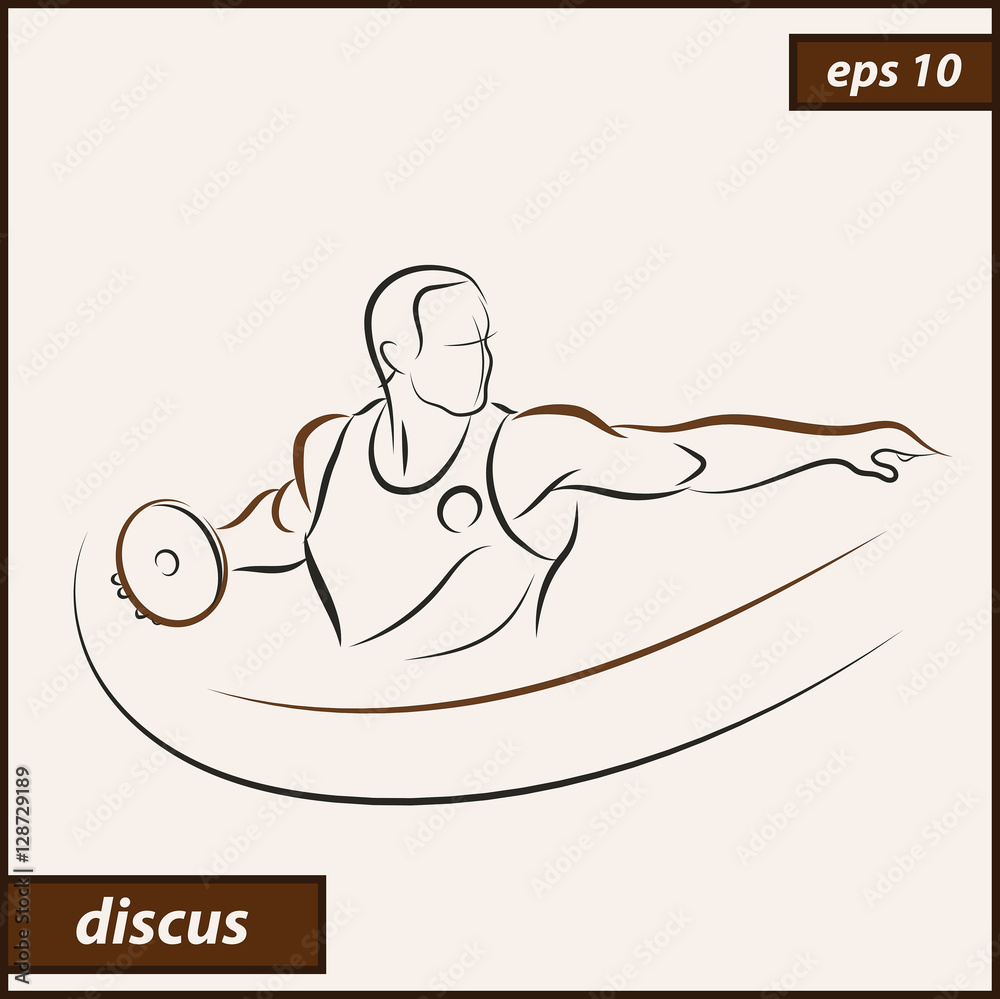 Vector illustration. Illustration shows a athlete throwing disc. Sport ...