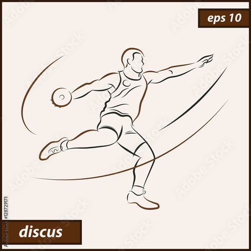 Vector illustration. Illustration shows a athlete throwing disc. Sport. Discus